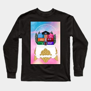 Lover House Snow Globe with Lover Sky Background Long Sleeve T-Shirt